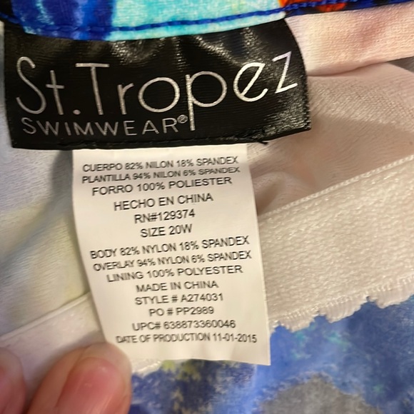 St Tropez swimsuit top in floral blue and orange - Picture 4 of 5